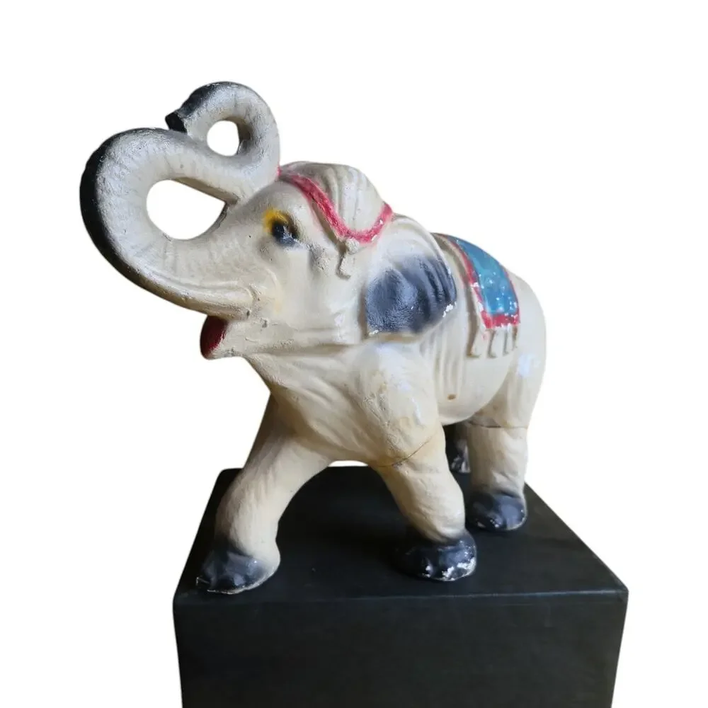 Vintage Chalkware Elephant Figurine MCM Circus Decor 13” Repaired Leg